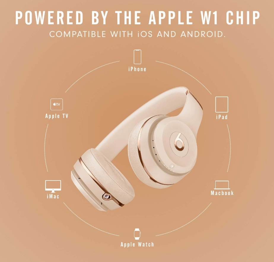 Beats Solo 3 Wireless On-Ear Headphones in Satin Gold