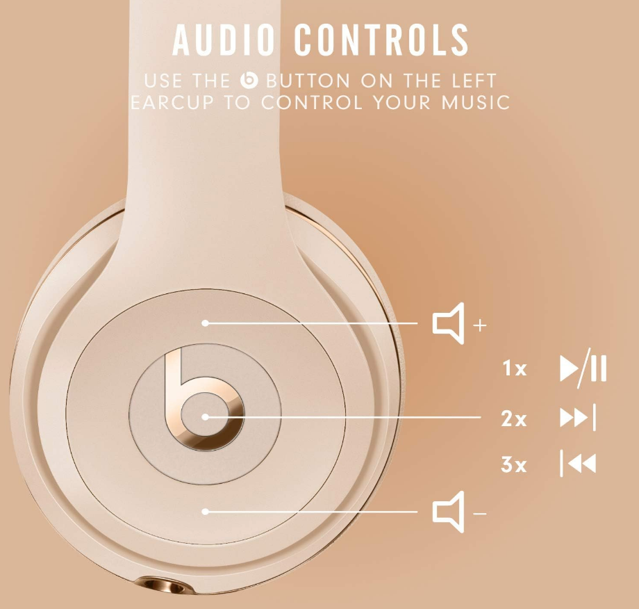 Beats Solo 3 Wireless On-Ear Headphones in Satin Gold