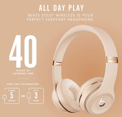 Beats Solo 3 Wireless On-Ear Headphones in Satin Gold