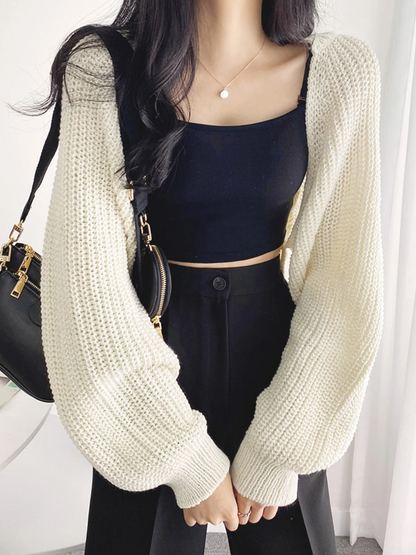 Cream Cropped Knit Bolero Shrug