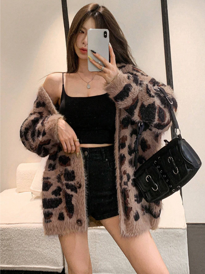 Leopard-Print Teddy Cardigan
