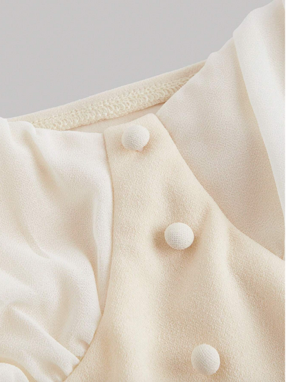 Cream Corset-Style Midi Dress