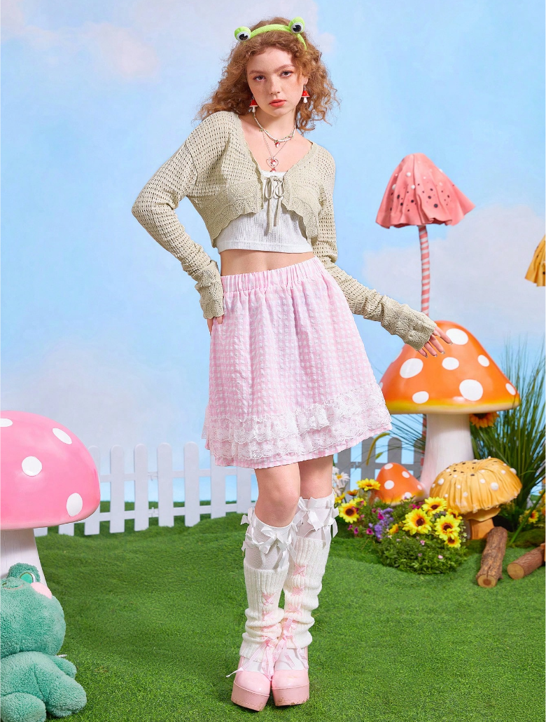 Light Cream Cropped Crochet Sweater
