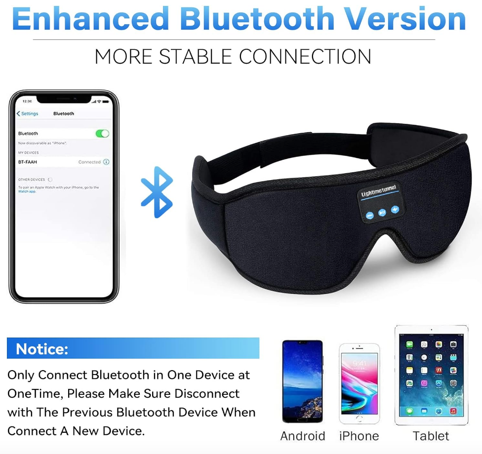 Black Bluetooth Music Sleep Mask
