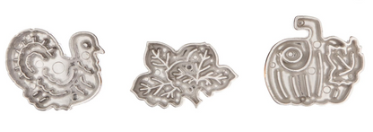 Wood-Handled Metal Cookie Stamp Set