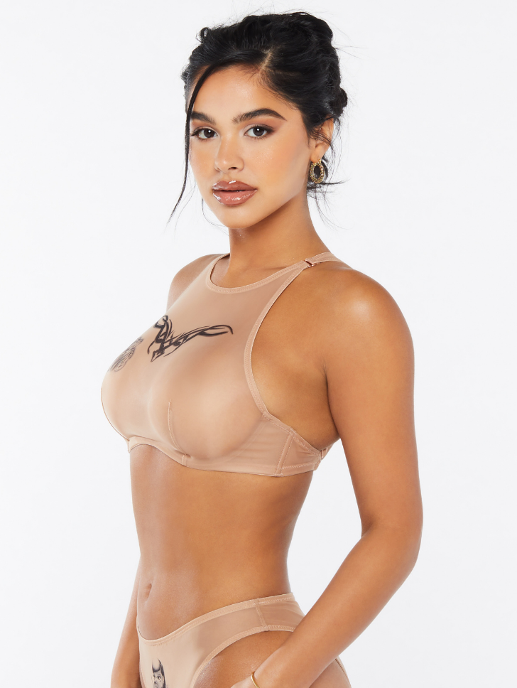 Nude Sheer High-Neck Bralette
