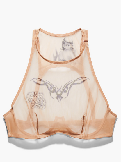 Nude Sheer High-Neck Bralette