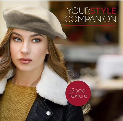Wool Beret in Light Beige