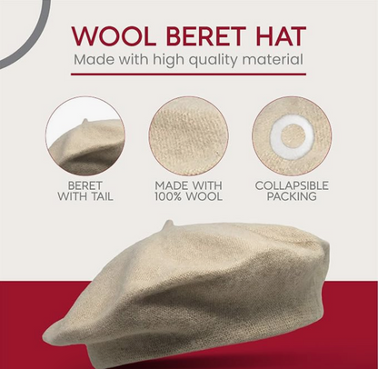 Wool Beret in Light Beige