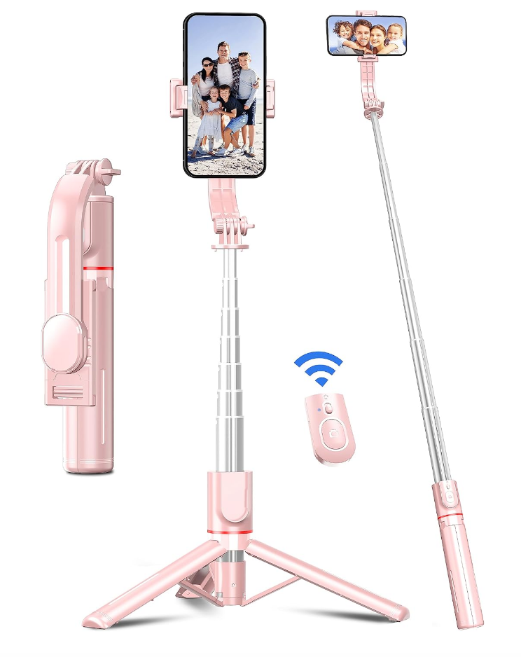 Pink Bluetooth Selfie Stick Tripod