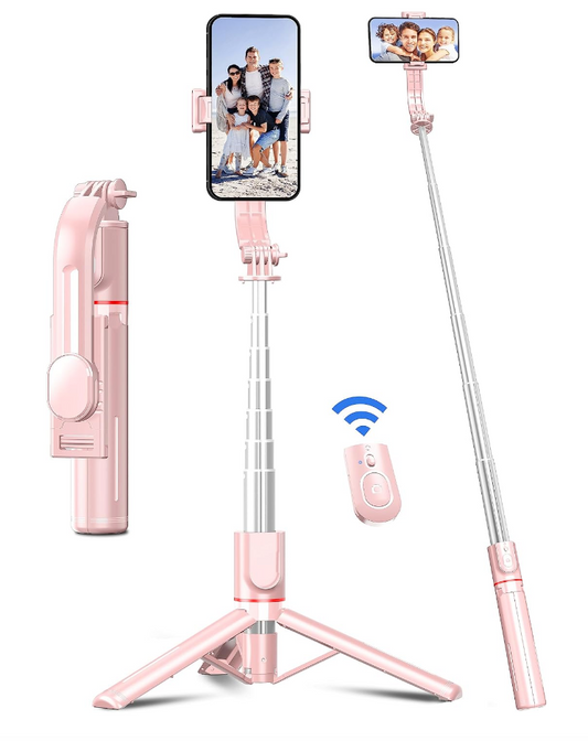 Pink Bluetooth Selfie Stick Tripod