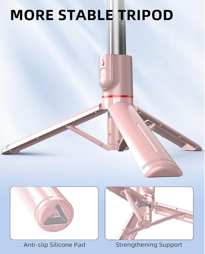 Pink Bluetooth Selfie Stick Tripod