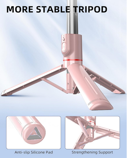 Pink Bluetooth Selfie Stick Tripod