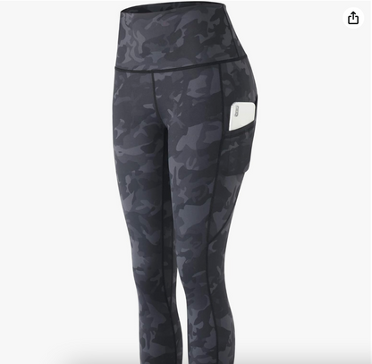 High-Waist Charcoal Camo Pocket Leggings