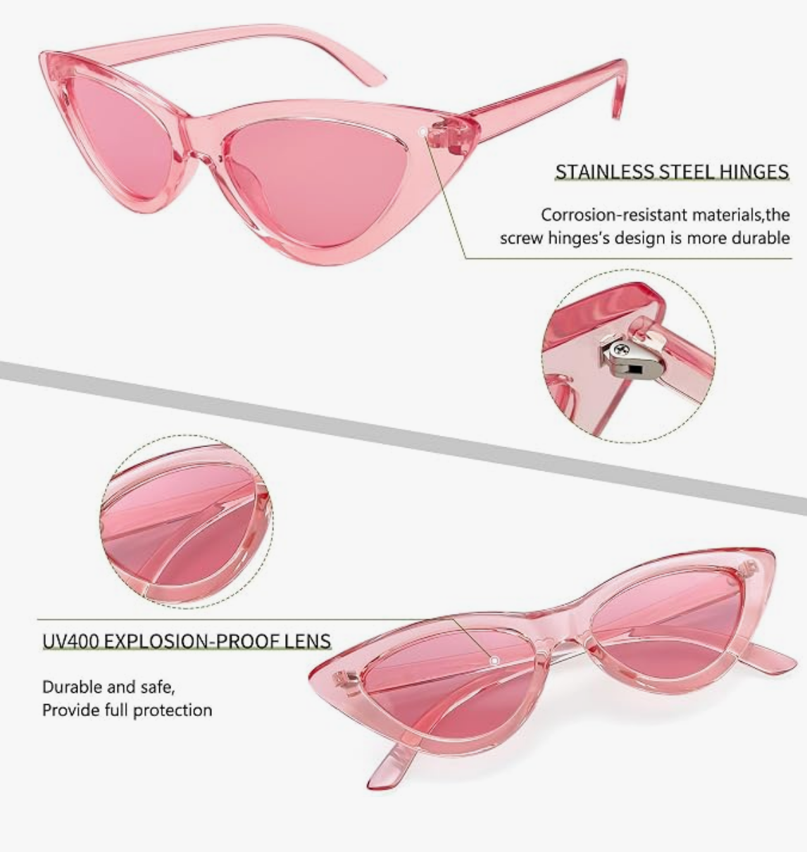 Transparent Pink Cat-Eye Sunglasses