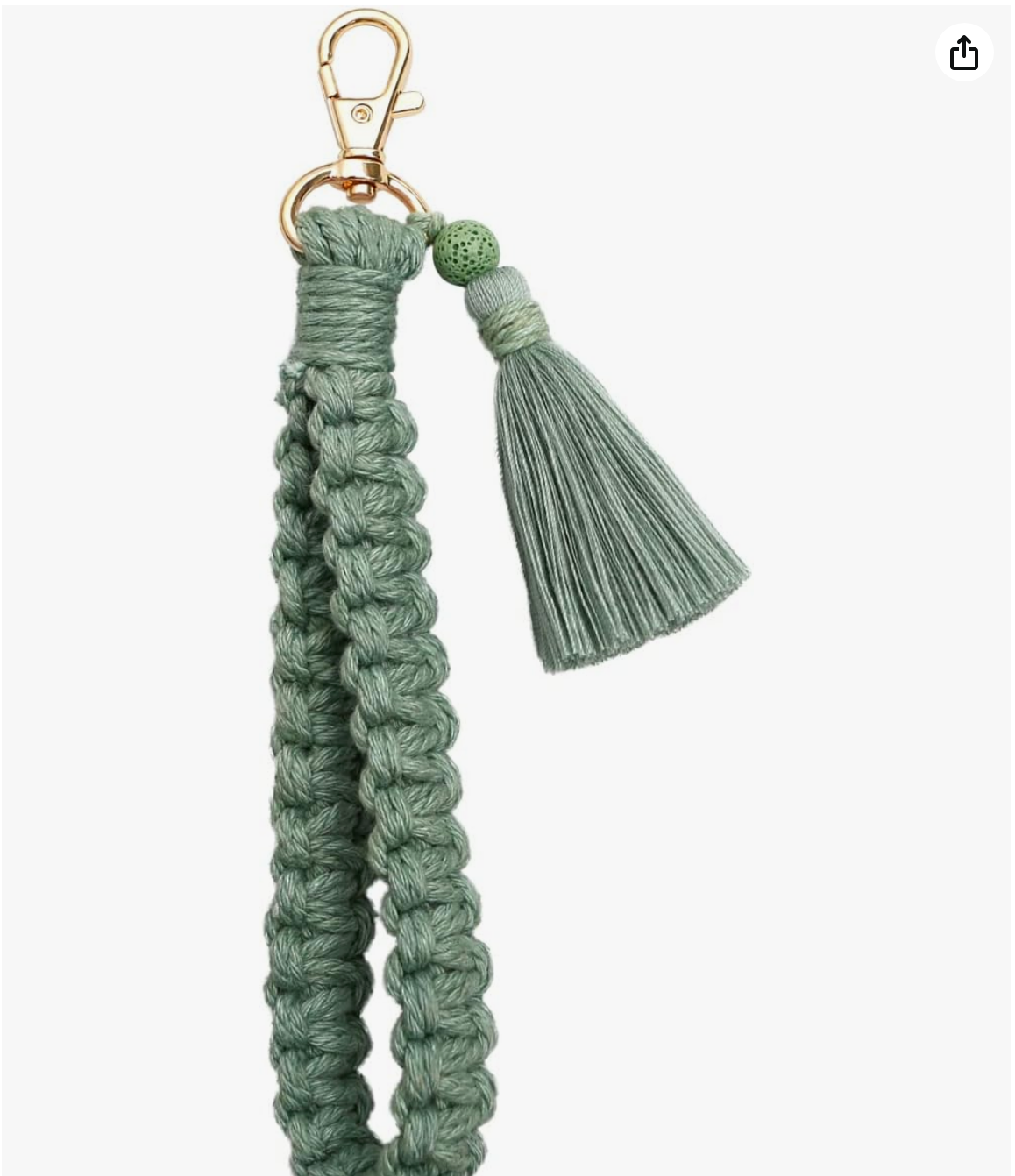 Braided Tassel Wristlet Key and Card Holder in Sage Green