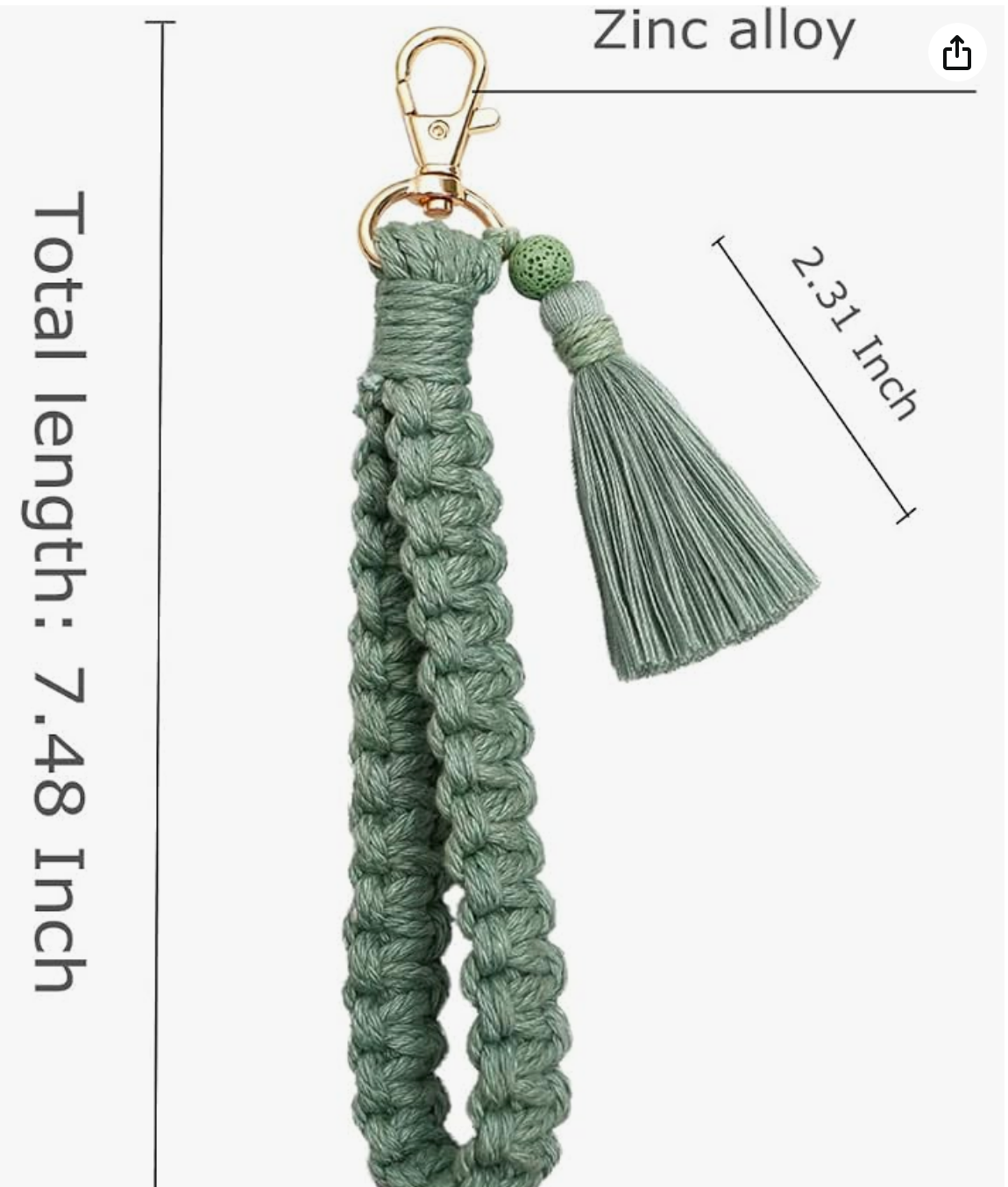 Braided Tassel Wristlet Key and Card Holder in Sage Green