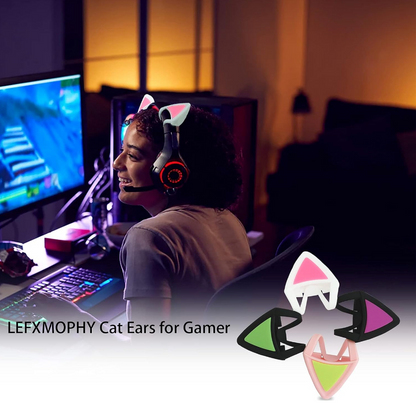 Pink and White Silicone Cat Ears for Headphones (Pair)