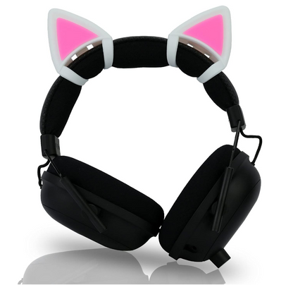 Pink and White Silicone Cat Ears for Headphones (Pair)