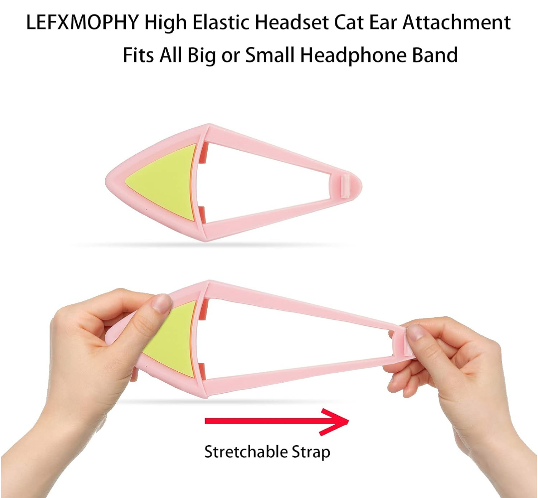 Pink and White Silicone Cat Ears for Headphones (Pair)