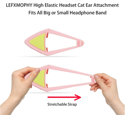 Pink and White Silicone Cat Ears for Headphones (Pair)