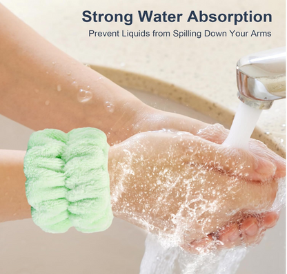 Wrist Bands for Face Washing in Green (Pair)