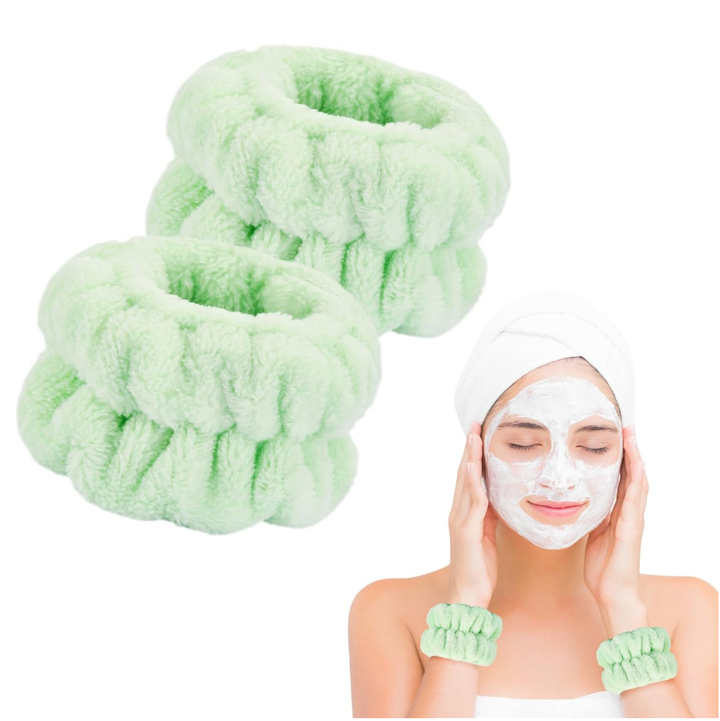 Wrist Bands for Face Washing in Green (Pair)