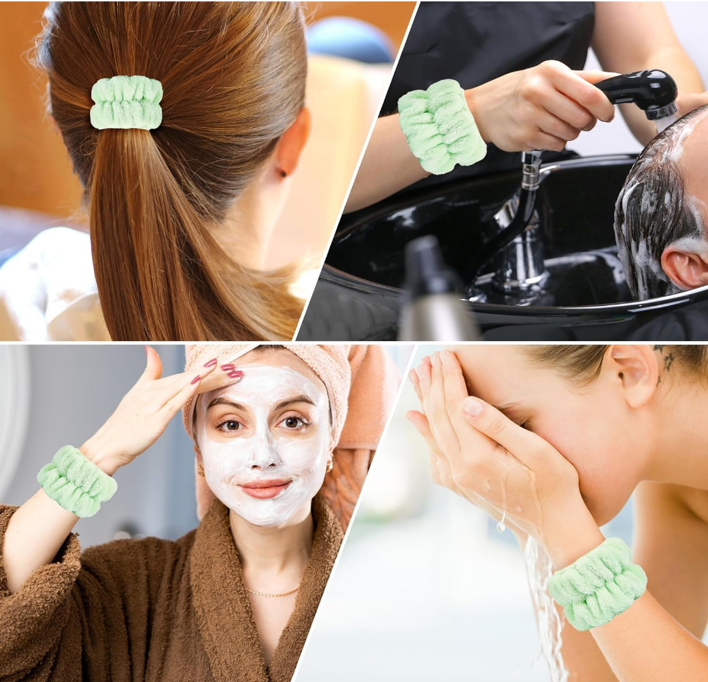 Wrist Bands for Face Washing in Green (Pair)