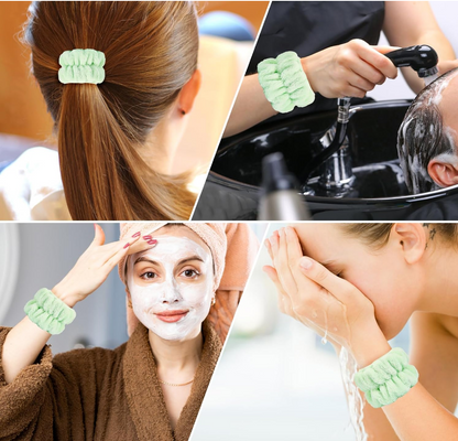 Wrist Bands for Face Washing in Green (Pair)
