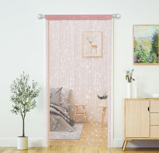 Sparkling Pink Threaded Curtain Panel for Doorway
