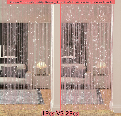 Sparkling Pink Threaded Curtain Panel for Doorway