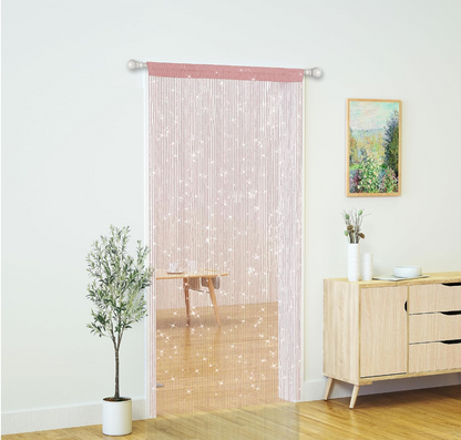 Sparkling Pink Threaded Curtain Panel for Doorway