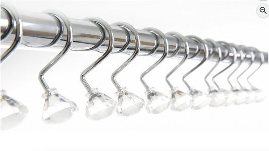 Clear Chrome Shower Curtain Hooks (Set of 12)