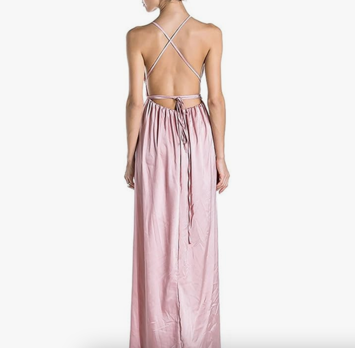 Elegant Blush Pink Satin Maxi Dress