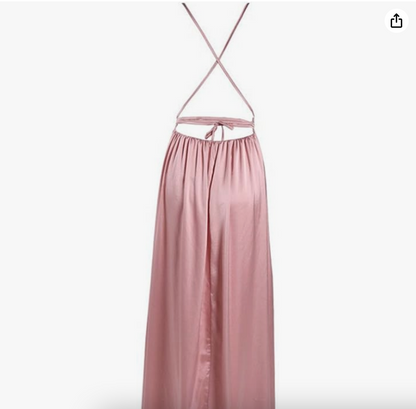 Elegant Blush Pink Satin Maxi Dress