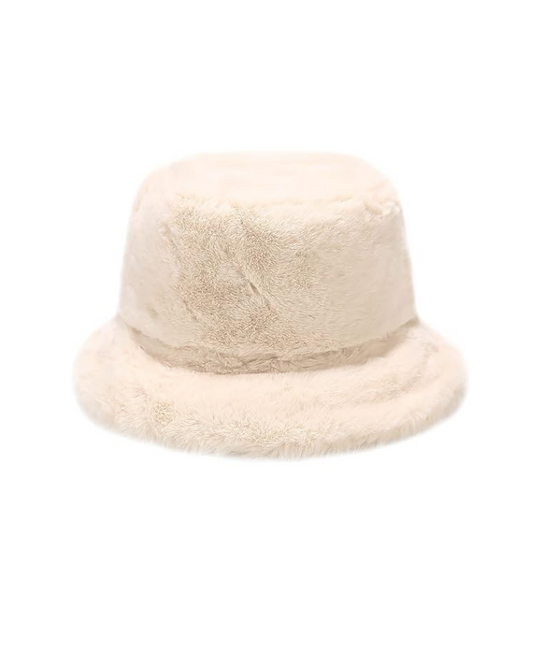 Cream Faux Fur Bucket Hat