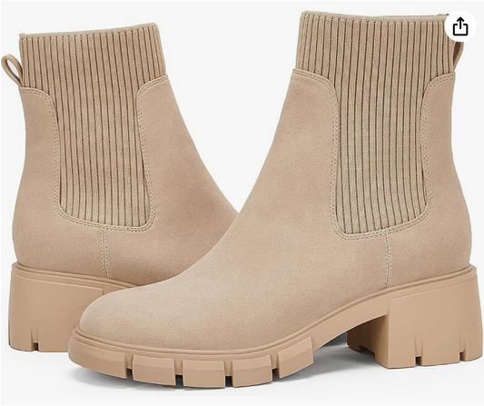 Taupe Rib-Knit Ankle Chelsea Boot
