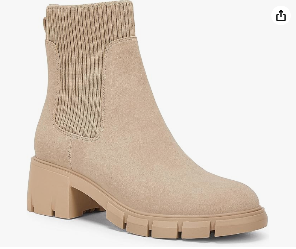 Taupe Rib-Knit Ankle Chelsea Boot