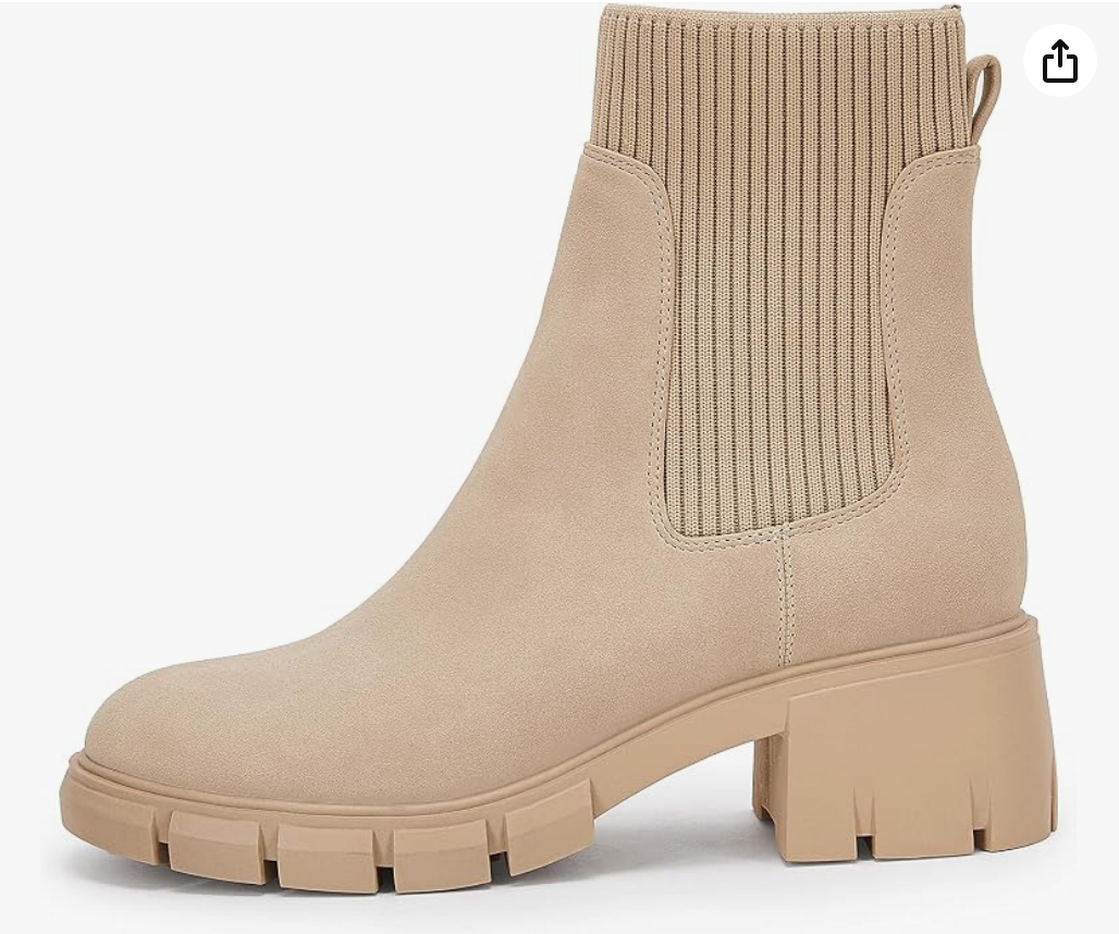 Taupe Rib-Knit Ankle Chelsea Boot