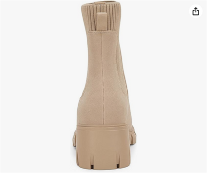 Taupe Rib-Knit Ankle Chelsea Boot