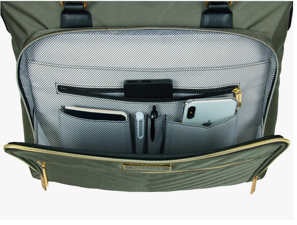 Olive Green Quilted Laptop Tote