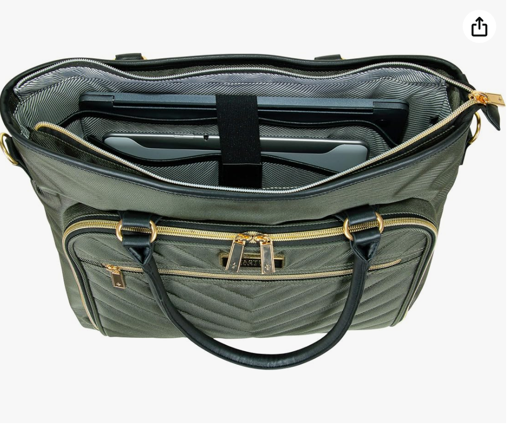 Olive Green Quilted Laptop Tote