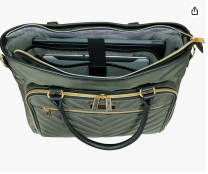 Olive Green Quilted Laptop Tote