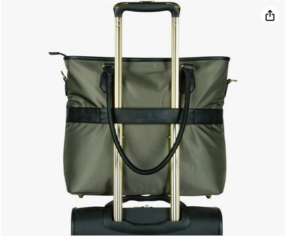 Olive Green Quilted Laptop Tote