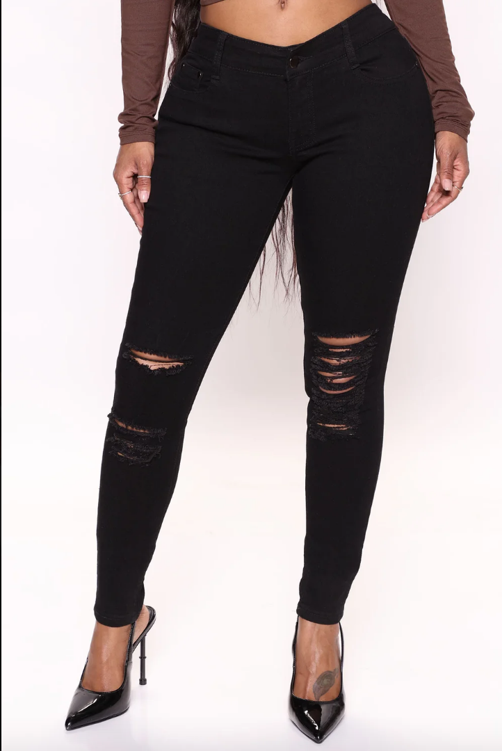 Black Distressed Skinny Jeans