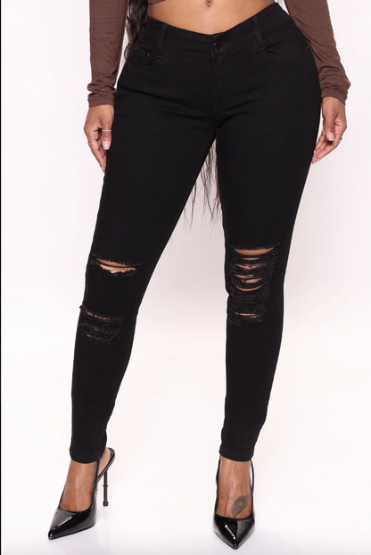 Black Distressed Skinny Jeans
