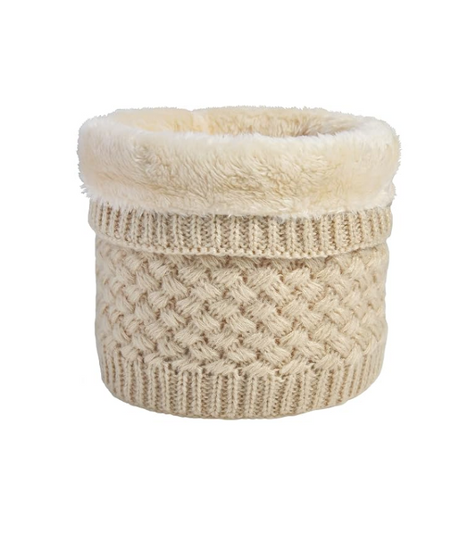 White Chunky Knit Faux Fur Neck Warmer