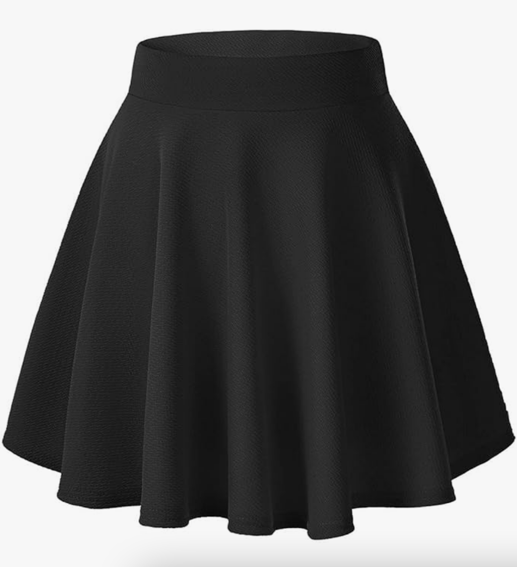 High-Waist Black Skater Skirt
