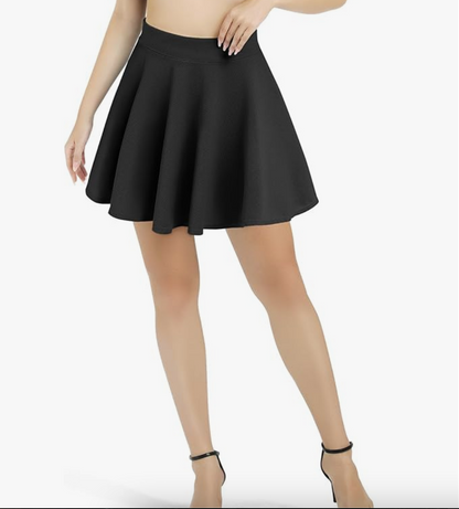High-Waist Black Skater Skirt