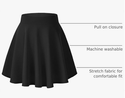 High-Waist Black Skater Skirt